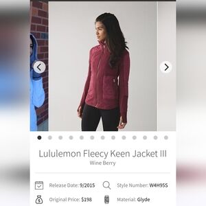 Lululemon Fleecy Keen Jacket Ill Sz 2 Wine Berry